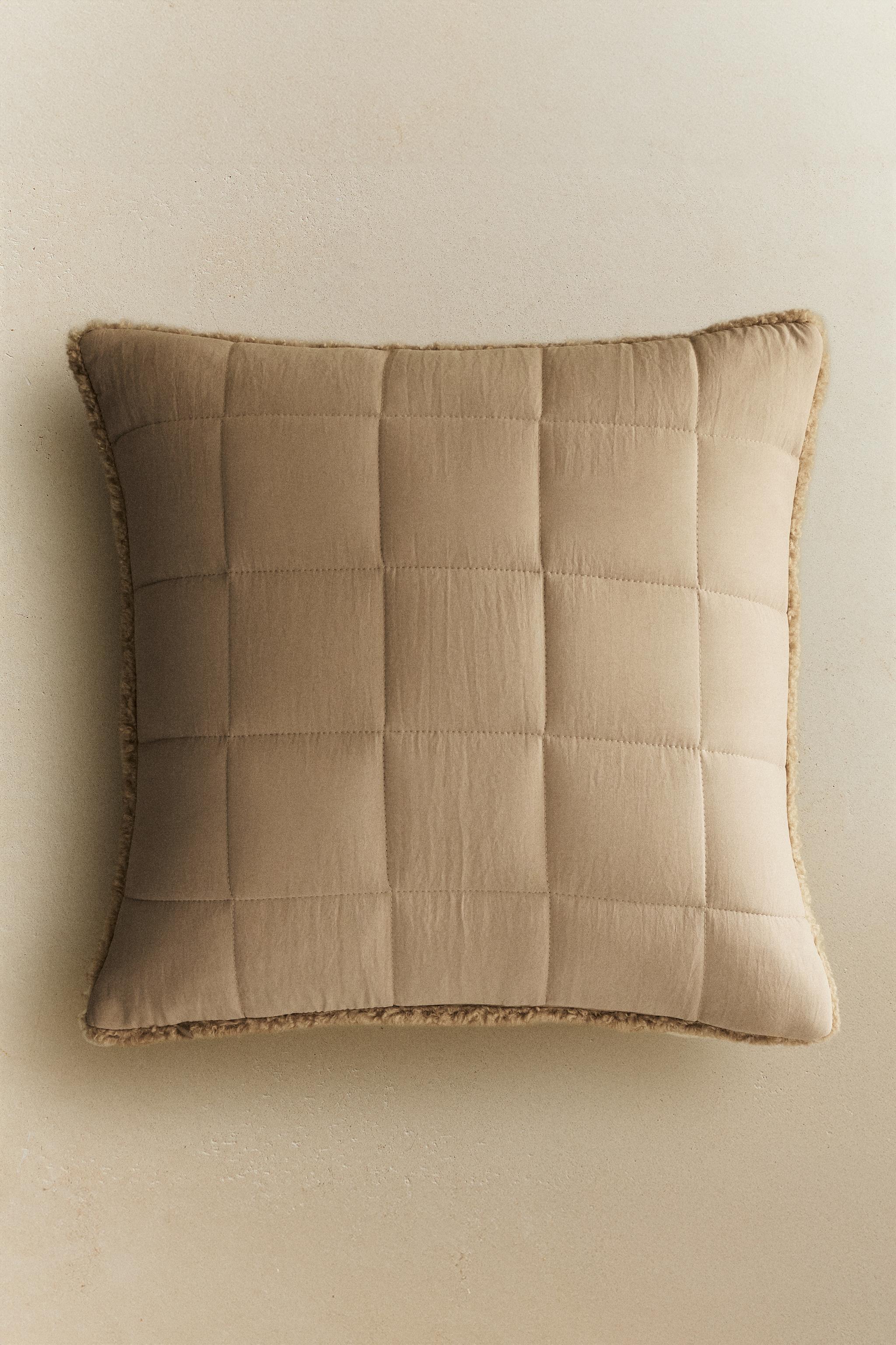 HOUSSE DE COUSSIN D'ÉDREDON RÉVERSIBLE EFFET MOUTON